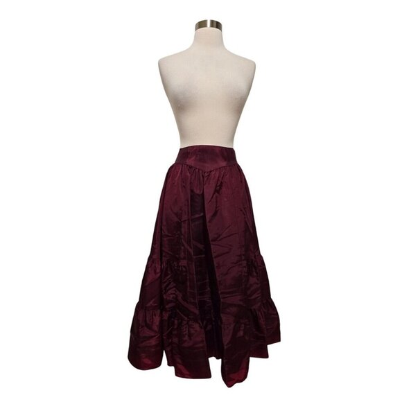 Gunne Sax Dresses & Skirts - Gunne Sax 70s Vintage Saloon Skirt Maroon Ruffled Size 9 Gunnies